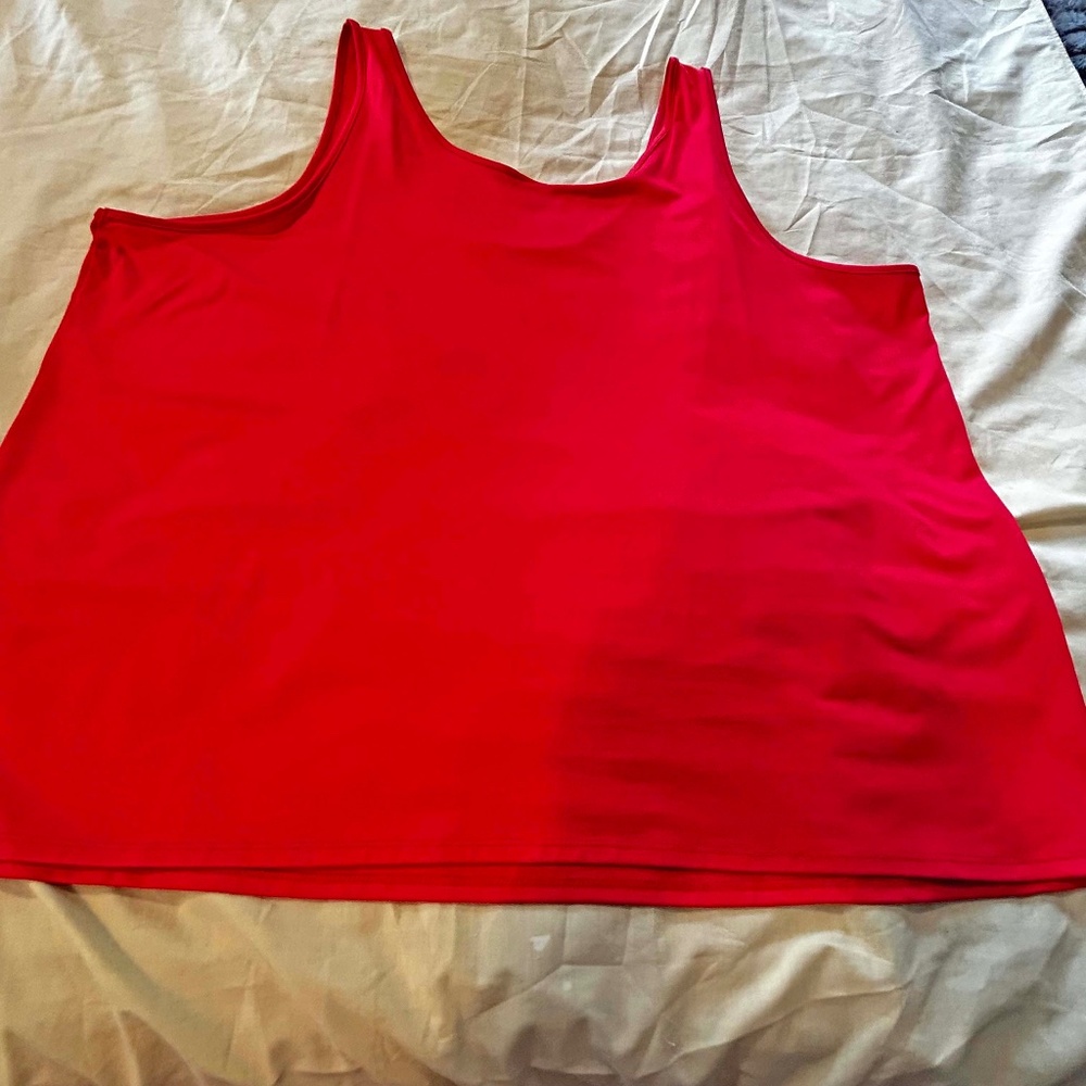 TANK TOP, EXTRA WIDE STRAPS, TANGELO, SIZE 4X, DEEP SCOOP NECK, NYLON SPANDEX,